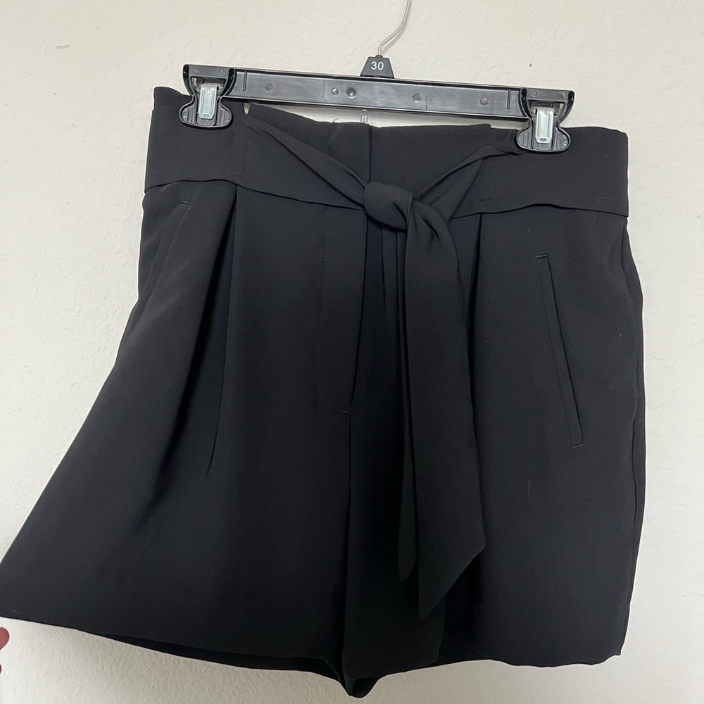 Black Paper Bag Shorts with Tie